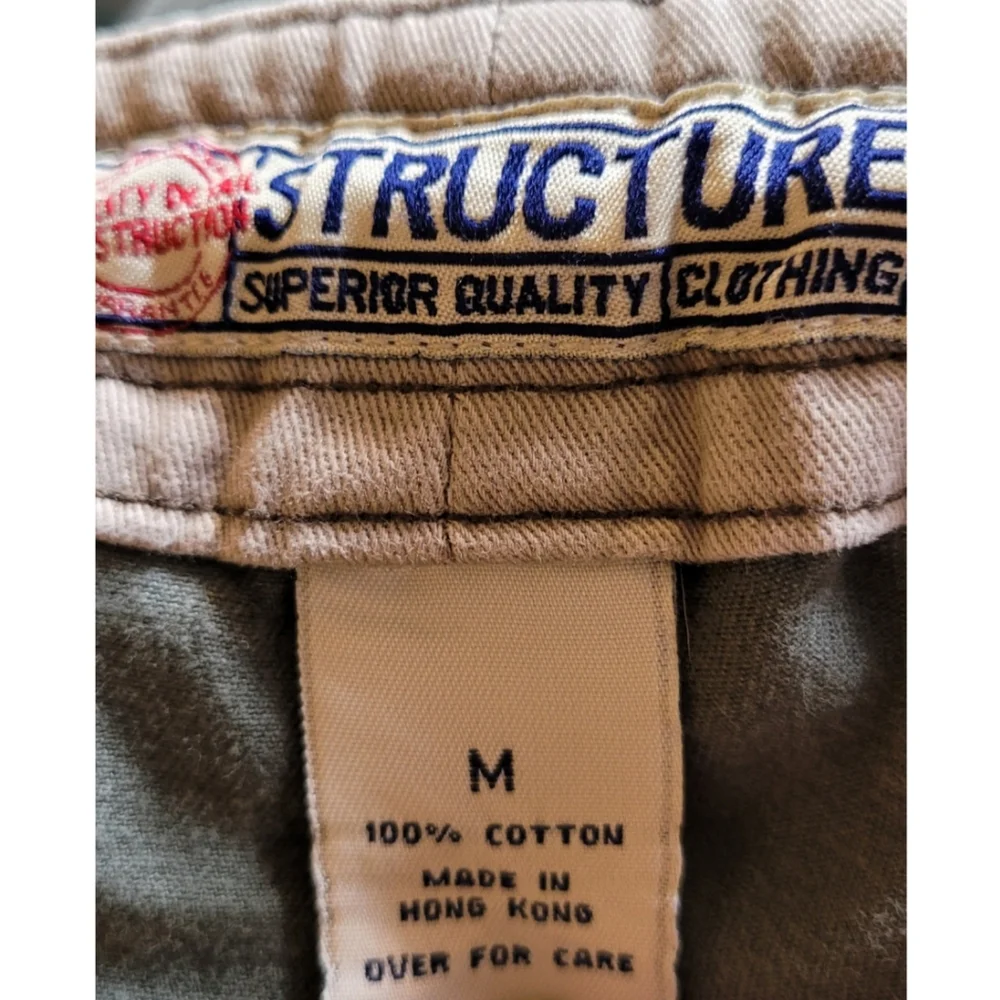 Vintage 90s Structure Men Zip Cargo Pants Utility Size M Army Green X-Marlin